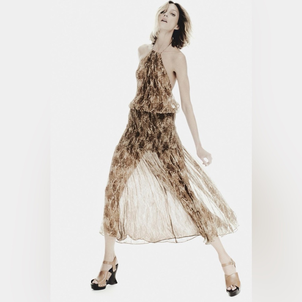 Zara Collection Printed Halter Dress, - Picture 3 of 17